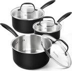 MICHELANGELO Stainless Steel Saucepan Set, Triply-Base Sauce Pan by Michelangelo