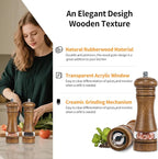 Haomacro Wood Salt and Pepper Grinder Mills Set, Classic Manual Pepper Grinder - Image 4