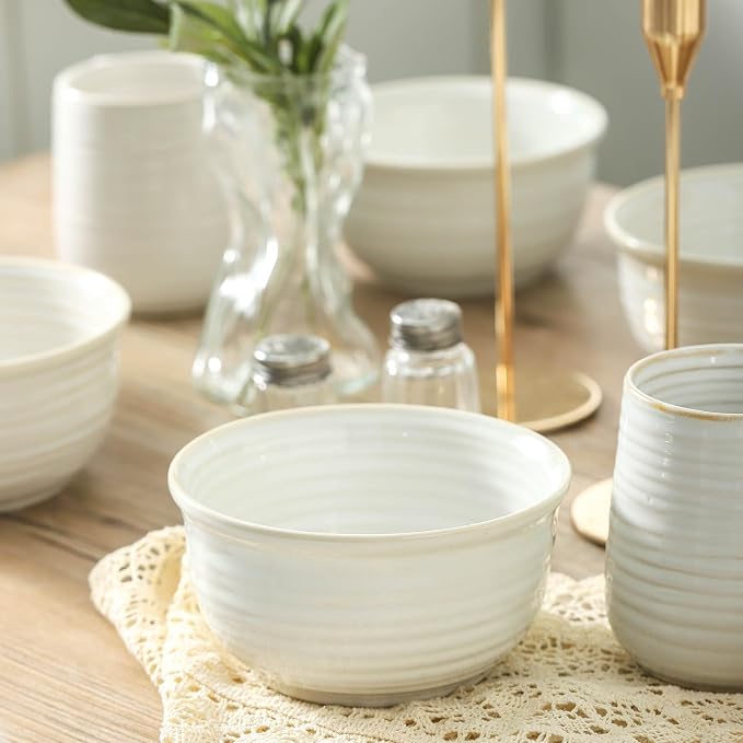 Hasense Cereal Bowls, 20 Ounce Soup Bowls Set of 6, Ceramic Deep Bowl - Image 6