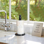 Black Marble Paper Towel Holder – Handmade Heavyweight Stand - Image 2