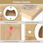 24Pcs Bamboo Bottle Opener, 2.6 x 0.5" Wooden Bottle Openers Blanks Bulk - Image 4