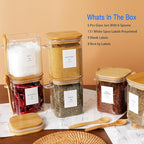 HHMJSM 6 Pcs Square Glass Jar - 27 oz Large Sugar Container with 148 Kitchen - Image 2