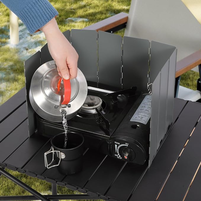 REDCAMP 10 Plates Folding Camping Stove Wind Screen, Heavy-Duty Iron Outdoor - Image 9