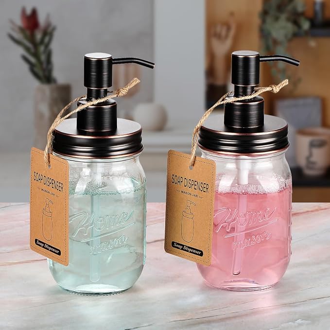 Amolliar Mason Jar Liquid Soap Dispenser, Rustproof Stainless Steel Replacement - Image 3