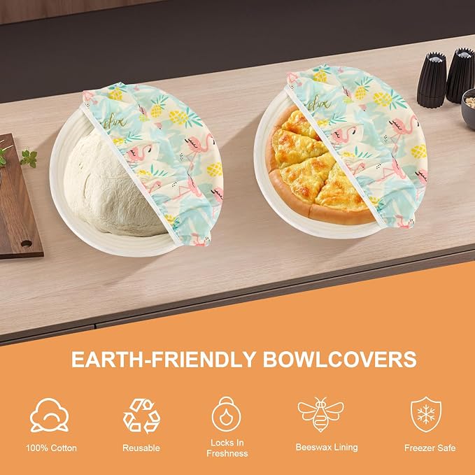 Reusable Bowl Covers for Bread Proofing（2 Large）- Cotton Beeswax Bowl Covers - Image 3