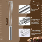 Baderke 1 Pack Espresso Whisk Tool 10.6" Long Handle Mini Whisk - Image 2