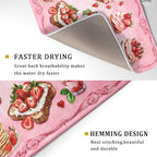 Strawberry Dish Drying Rack Mat Pink Absorbent Microfiber Dish Drying Mat - Image 3