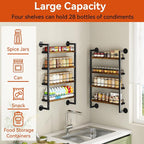 IBUYKE Spice Rack Wall Mount, 4 Tier Hanging Seasoning Organizer, Large Spice - Image 3
