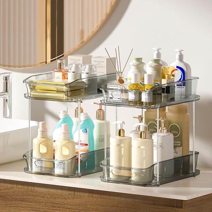 Delamu 2-Tier Under Sink Organizers and Storage, Pull Out Kitchen Pantry - Image 6