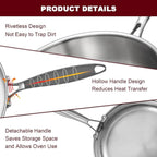 EWFEN 12 Inch Tri-Ply Stainless Steel Frying Pan, Compatible - Image 7