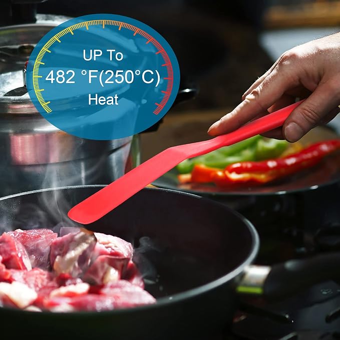 Zopeal 2 Pieces Crepe Spatula Silicone Narrow Skinny Flipper Long Heat - Image 2