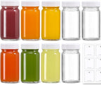 9 Pack 2 oz Glass Shot Bottles w/ White Lids & 9 Labels - Image 7