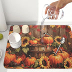 Fall Pumpkin Dish Drying Mat for Kitchen Counter Thanksgiving Autumn Harvest - Image 6