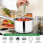TeamFar 2 qt Saucepan with Lid, Stainless Steel Small Sauce Milk Pan with - Image 7