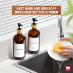 GMISUN Amber Glass Soap Dispenser, 2 Pack Bathroom Hand Soap Dispensers - Image 5