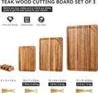 3 Pack Teak Wood Cutting Board Set - Image 2