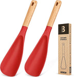 Cooking Spoon for Nonstick Cookwares, Wood Handle Spoon for Mixing, and Scrape by BADIANO