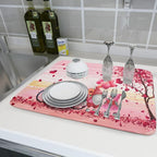 Pink Heart Valentine's Day Gnomes Dish Drying Mat - Image 6