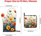 Colorful Wildflower Oven Mitts and Pot Holders Set of 3, Heat Resistant Non - Image 4