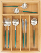 VaeFae Bamboo Drawer Organizer, Expandable Silverware Drawer Organizer - Image 2