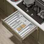 TIOPGHAD Bamboo-Silverware-Drawer-Organizer-Kitchen, Expandable Utensil Holder - Image 3