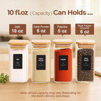 ComSaf 16Pcs Spice Jars with Labels, Glass Jar witj Bamboo Lid, 10oz Airtight - Image 2