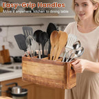 Kitchen Utensil Holder for Counter or Countertop, Large Wooden Utensil Holder - Image 5