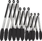 9 Pieces Silicone Tongs for Cooking 7, 12 inches Kitchen Tongs by Beieverluck