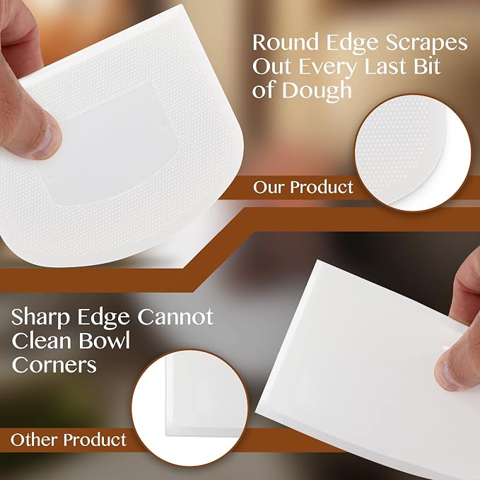 Ram-Pro White And Green Bowl Scraper Flexible Food Safe Plastic Scraper Chopper - Image 4