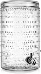 Glavers 2 Gallon Beverage Dispenser Clear Glass Hobnail Beaded Jug, Tight Lid - Image 5