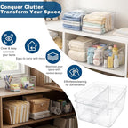 MOONEDGE 8 Pack Modular Clear Plastic Storage Organizer Bins – 4 Large & 4 - Image 5