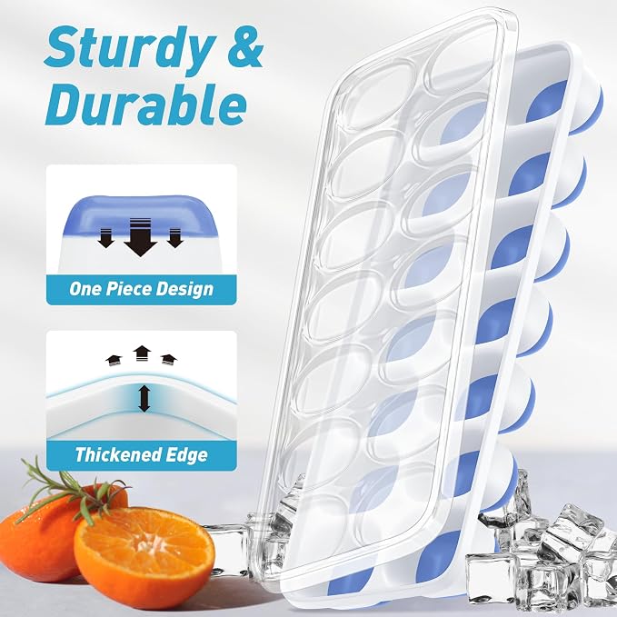 ChefAide Ice Cube Tray with Lid, 4 Packs 56 Cubes Durable Stackable Ice Cube - Image 3