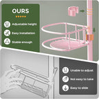 HAMITOR Corner Shower Caddy Tension Pole: 4-Tier Rust-Resistant Adjustable - Image 3