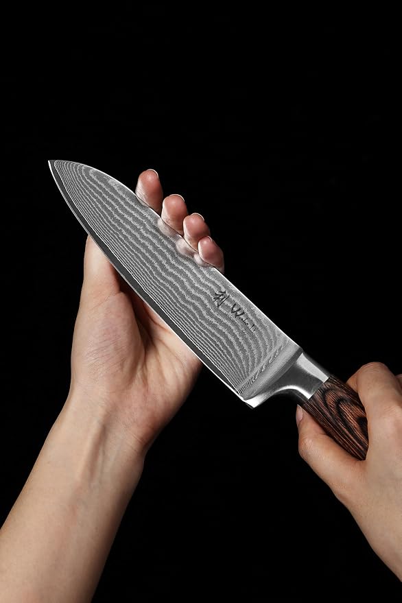Wakoli EDIB 3-Piece Damascus Kitchen Knife Set in Wooden Gift Box, Razor Sharp - Image 10