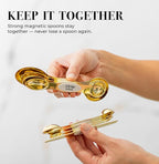 White and Gold Magnetic Measuring Spoons – Stainless Steel Double Sided - Image 2