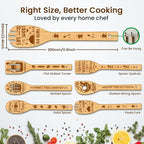 CUTHOLLOW 6PCS Kitchenware Wooden Kitchen Cooking Utensil Set, 11.9in Non Toxic - Image 2