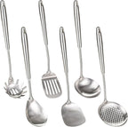 FJNATINH 6-Pieces 304 Stainless Steel Wok Spatula Set, Cooking Utensil Set by HOMEKITCHENTOOL