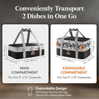 Lifewit Insulated Double Decker Casserole Carrier, Expandable Lasagna Lugger - Image 2