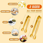 12PCS Mini Tongs For Serving, 2 Sizes 6 & 4 Inch Ice Tongs Mini Gold Sugar - Image 3