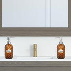 16 oz Diamond Pattern Glass Soap Dispenser, Kitchen and Bathroom Refillable - Image 2