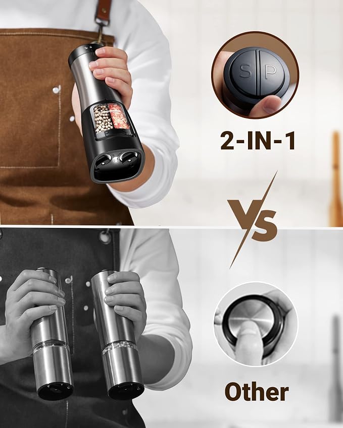 Sangcon Electric Salt and Pepper Grinder Set Shaker 2 IN 1 - Image 5
