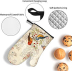 Vintage Bird Themed Hot Pads and Oven Mitts Set of 3, Heat Resistant Non Slip - Image 5