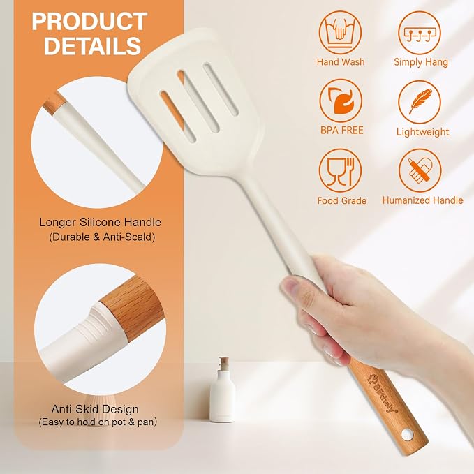 Large Silicone Cooking Utensils Set, Heat Resistant Silicone Utensils - Image 3