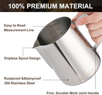 Milk Frothing Pitcher, 32oz Stainless Steel Milk Frother Cup Steaming Pitcher - Image 2