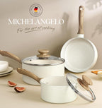 MICHELANGELO Saucepan Set with Lid, Nonstick Sauce Pan Sets with Granite - Image 6