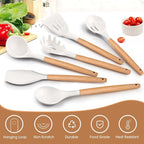 E-far White Cooking Utensils Set of 6, Silicone Kitchen Utensils - Image 3