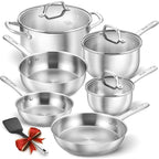 KOCH SYSTEME CS Stainless Steel Pots and Pans Set, 10 Piece Stainless Steel by KOCHSYSTEMECS