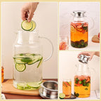 128oz Glass Pitcher with Lid, 1 Gallon Glass Water Pitcher Hot/Cold Water Jug - Image 4