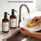 Amber Glass Soap Dispenser for Kitchen Sink and Bathroom - Image 6