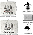Winter Gnome Dish Drying Mat for Kitchen Counter 18x24 Christmas Snowflakes - Image 2